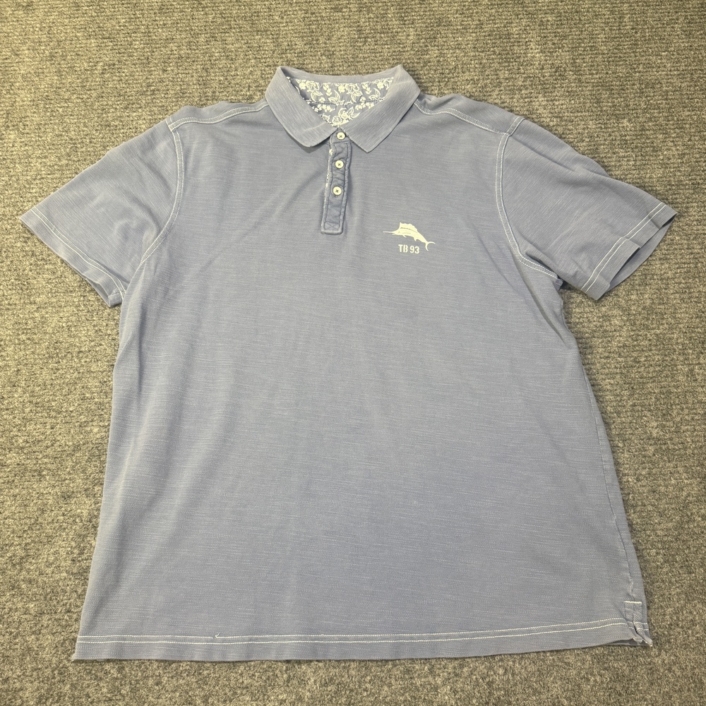 Tommy Bahama Polo Shirt Mens XL Blue Pima Cotton TB 93 Relaxation Specialist